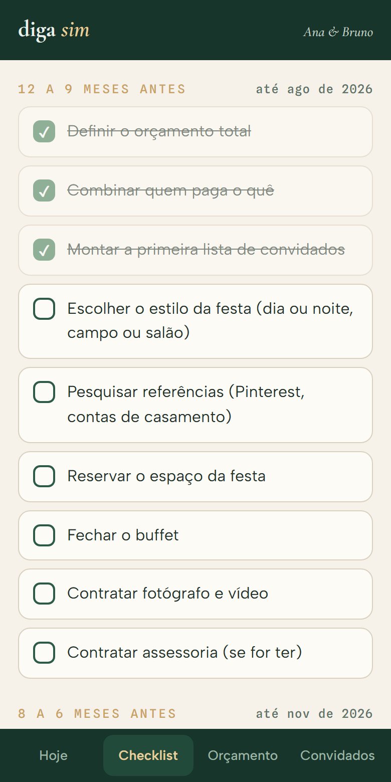 Tela do checklist com tarefas por fase e prazos