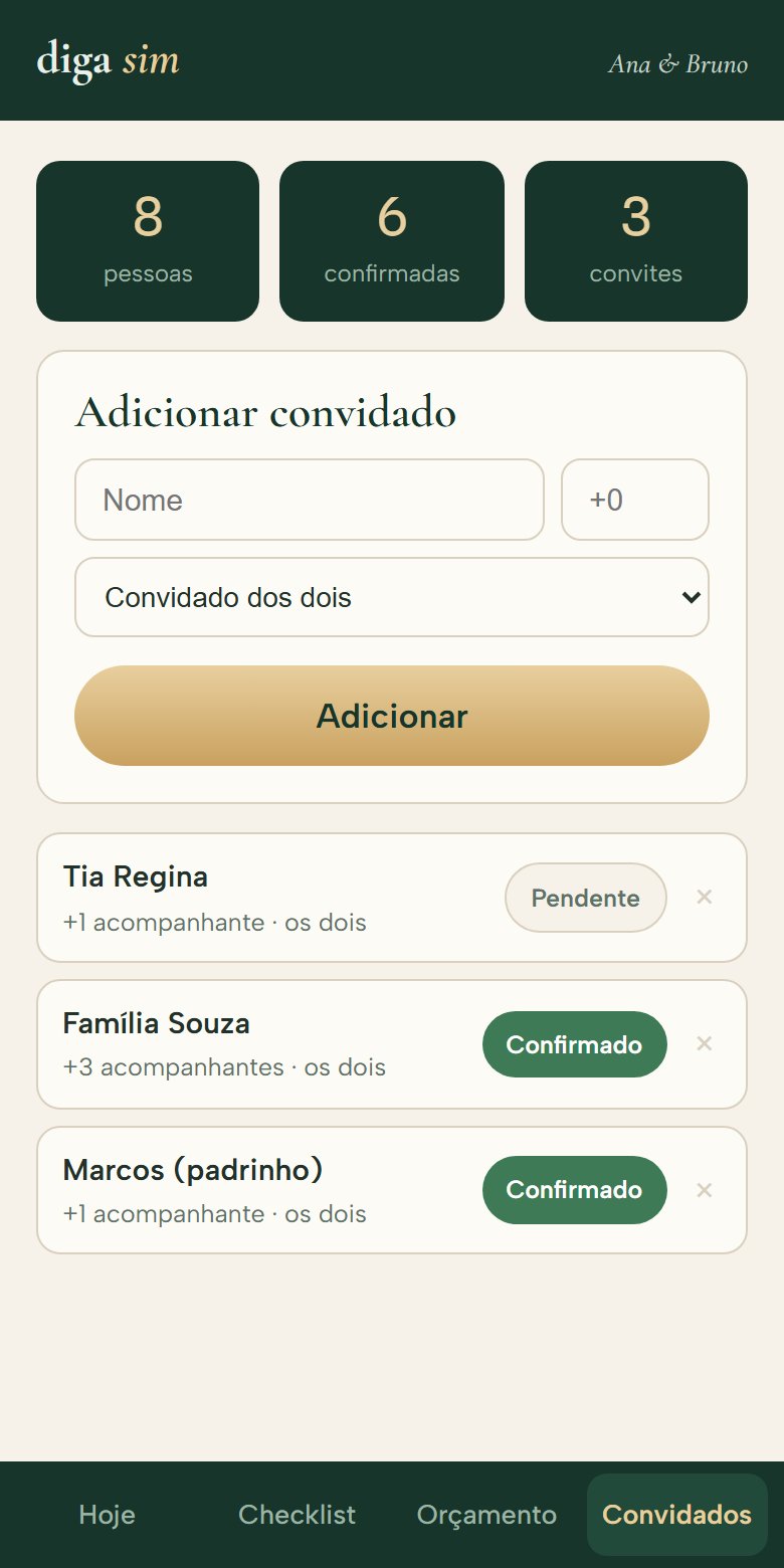 Tela de convidados com confirmações