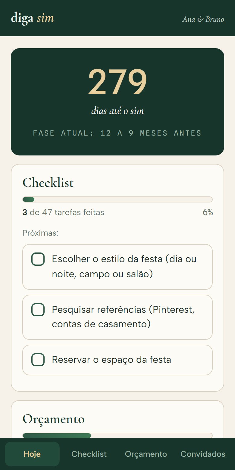 Tela Hoje do app com contagem regressiva de 279 dias